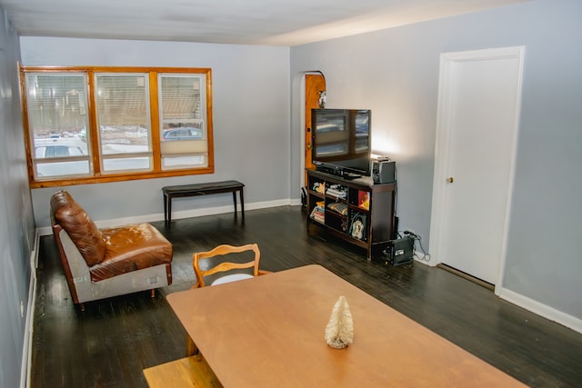 living area featuring dark hardwood / wood-style flooring