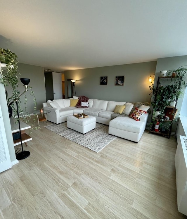 living room featuring light hardwood / wood-style flooring