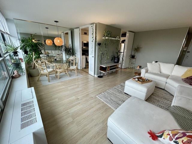 living room with light wood-type flooring