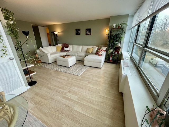 living room featuring light hardwood / wood-style floors