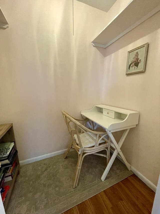 office area with dark hardwood / wood-style floors