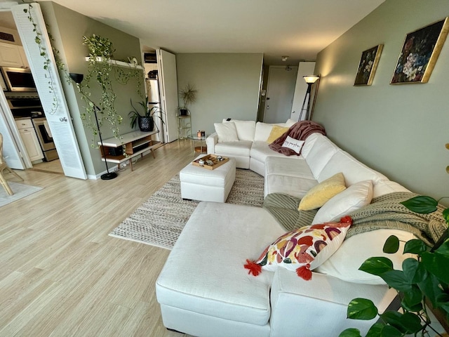 living room featuring light wood-type flooring