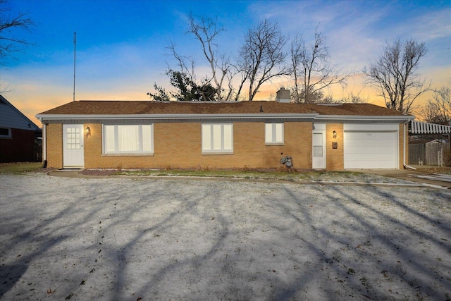 exterior space with a garage