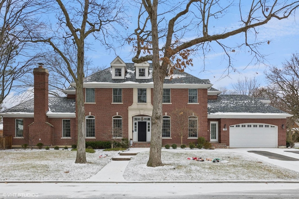 colonial house with a garage