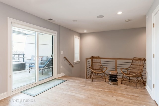 living area with light wood-type flooring