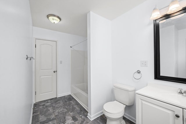 full bathroom featuring vanity, toilet, and shower / tub combination