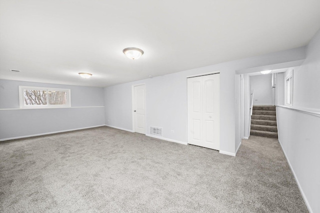 basement with carpet