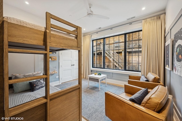 bedroom featuring ceiling fan