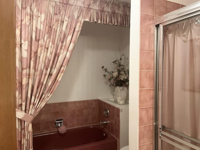 bathroom with plus walk in shower