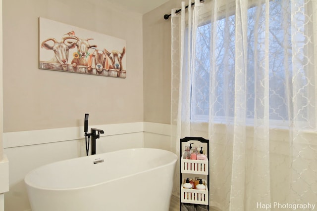 bathroom featuring a washtub