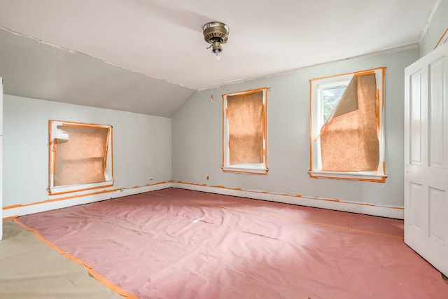 additional living space featuring lofted ceiling