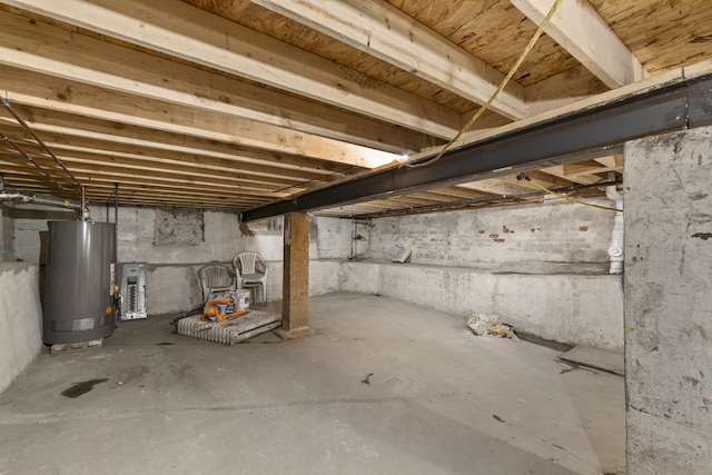 basement featuring water heater