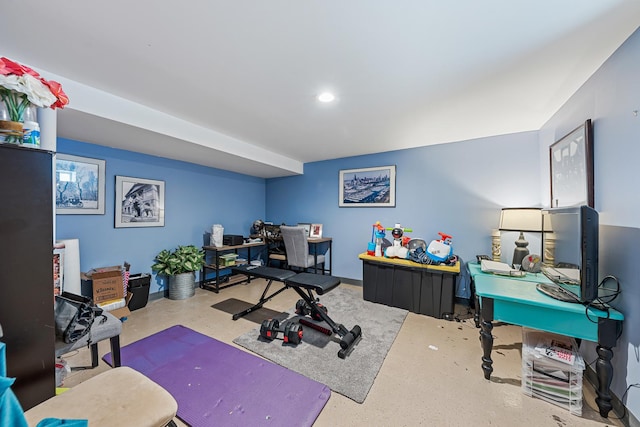 interior space featuring concrete floors