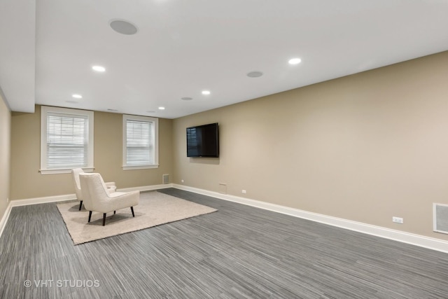 unfurnished room featuring dark hardwood / wood-style flooring