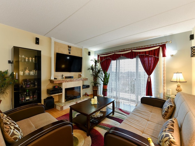 living room featuring light hardwood / wood-style flooring