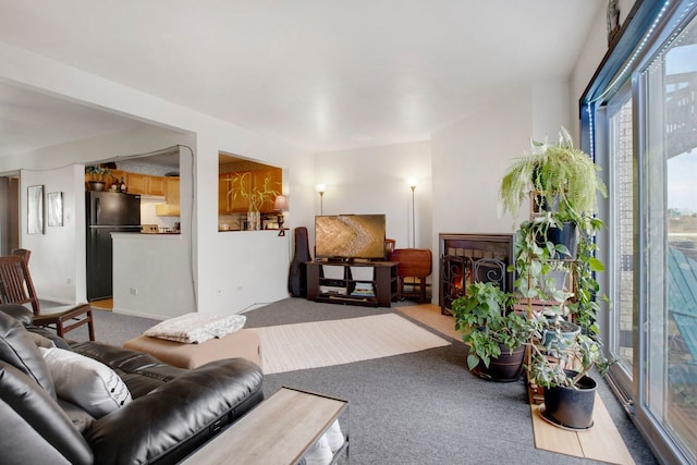 living room with light carpet