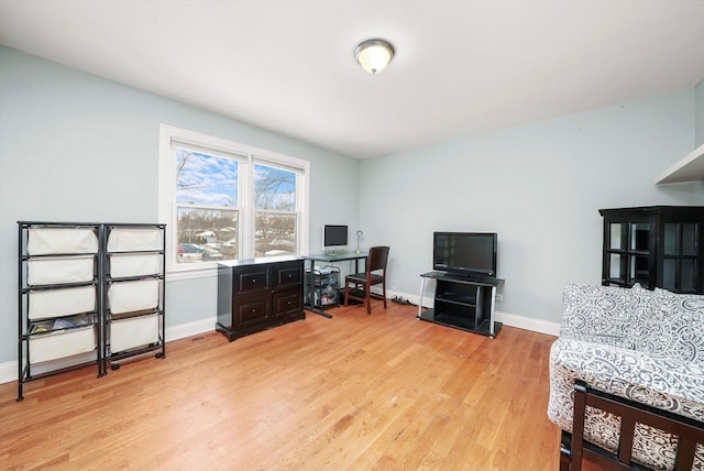 home office featuring light wood-type flooring