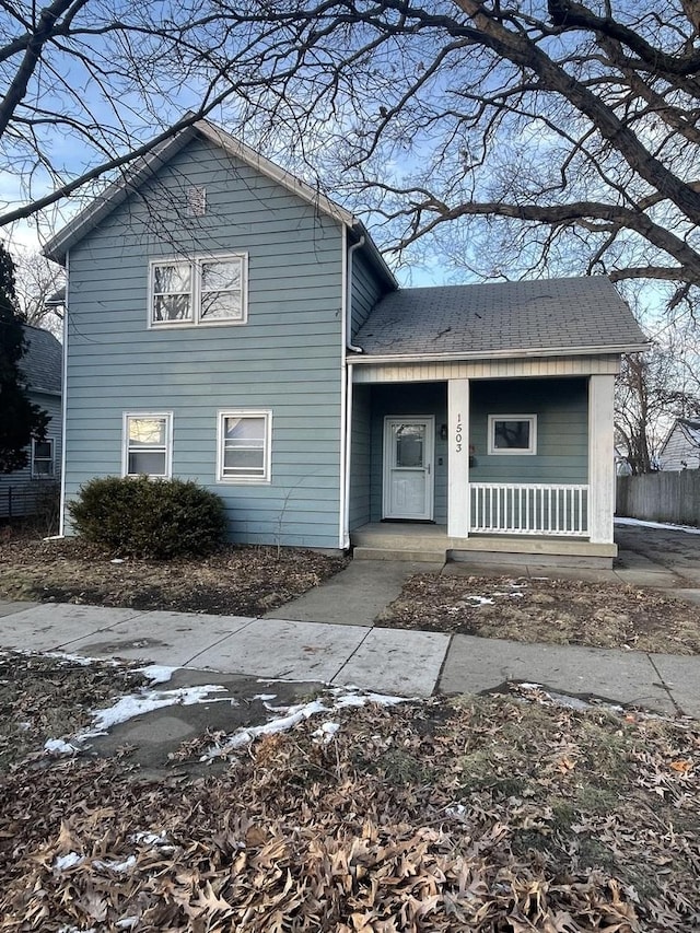 view of front property with covered porch