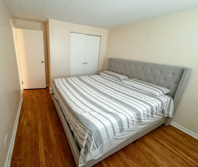 bedroom featuring a closet and wood-type flooring