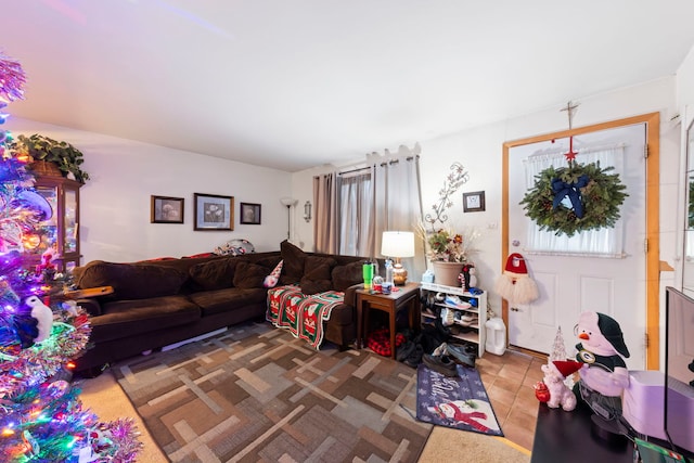 view of tiled living room