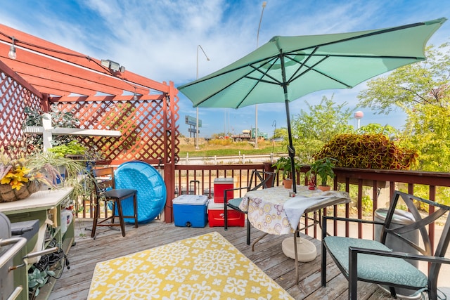 deck featuring a pergola