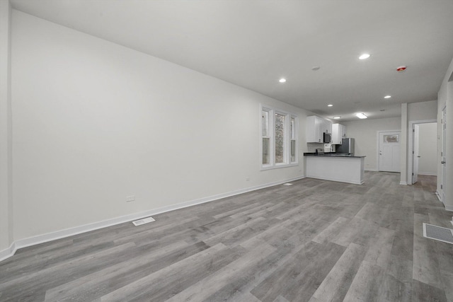 unfurnished living room with light hardwood / wood-style floors