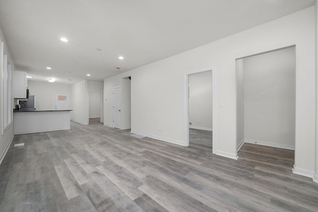 unfurnished living room featuring light hardwood / wood-style floors