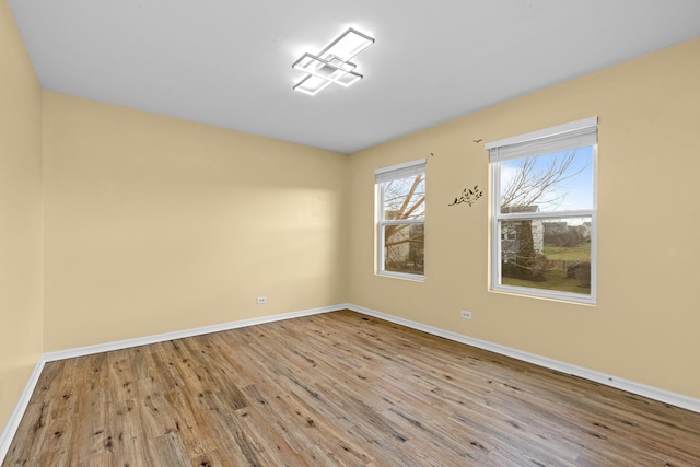 spare room with light hardwood / wood-style flooring