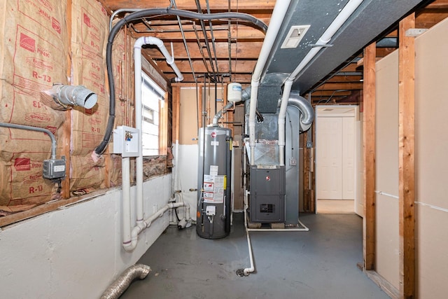 utilities featuring gas water heater and heating unit