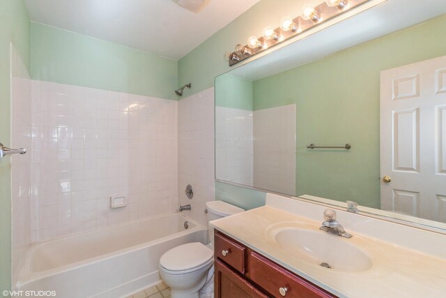 full bathroom with vanity, shower / bathing tub combination, and toilet