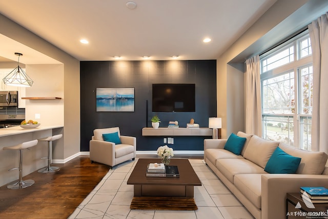 living room featuring hardwood / wood-style flooring