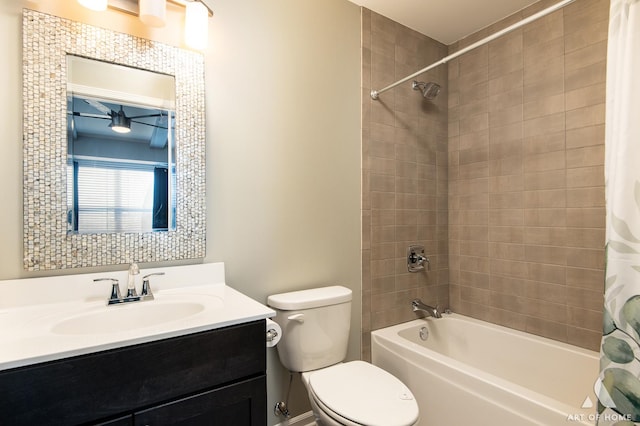 full bathroom with vanity, toilet, and shower / bath combo with shower curtain