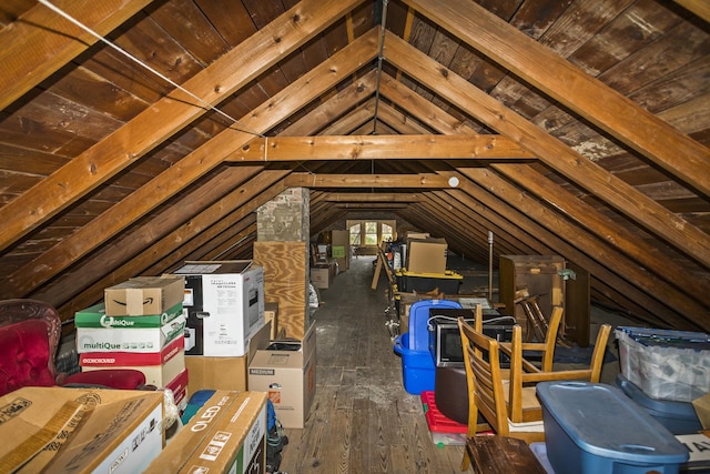 view of unfinished attic