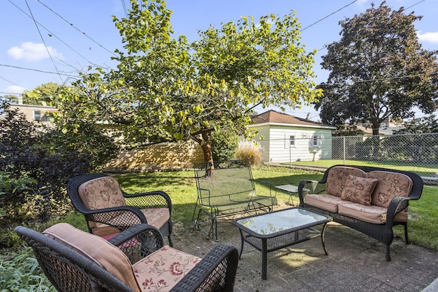 view of patio featuring an outdoor living space