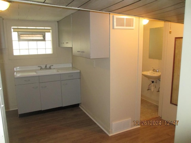 bathroom with sink and wood-type flooring