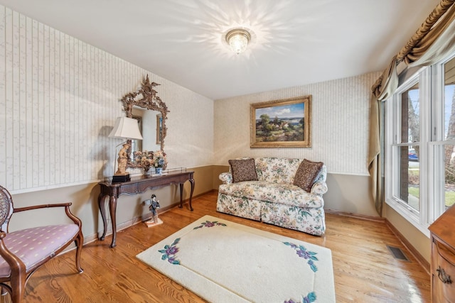 living area with light wood-type flooring