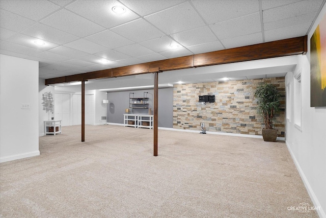 basement featuring carpet