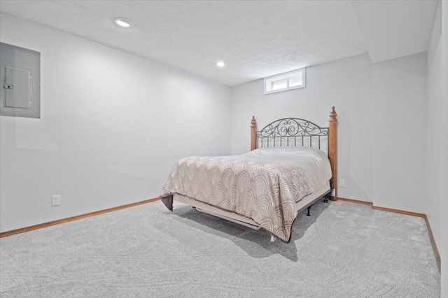 carpeted bedroom featuring electric panel