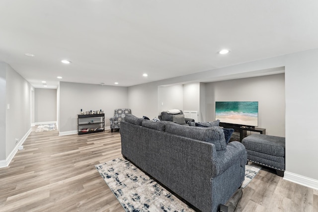 living room featuring light wood-type flooring