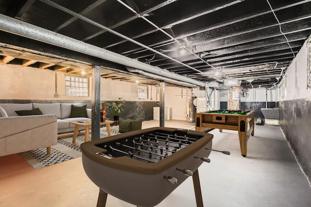 recreation room with concrete flooring and billiards