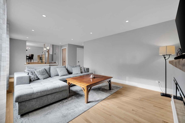 living room featuring light wood-type flooring