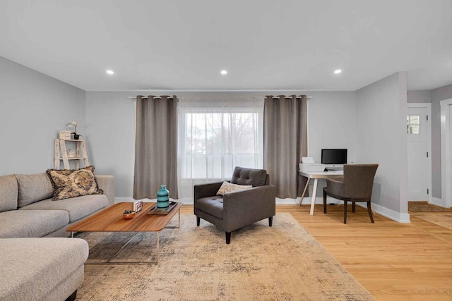 living room featuring light wood-type flooring