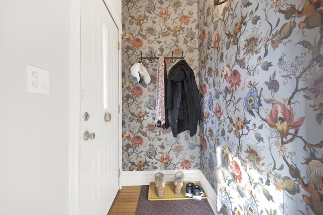 bathroom featuring wood-type flooring