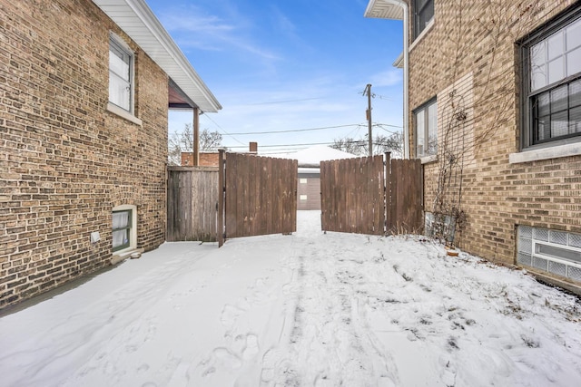 view of yard covered in snow