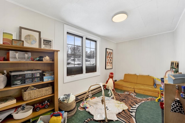 interior space with ornamental molding