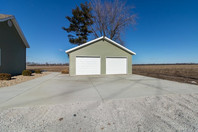 garage with a rural view