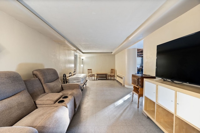 living room featuring a baseboard radiator