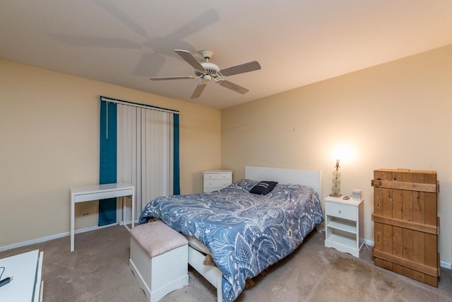 bedroom with carpet flooring and ceiling fan