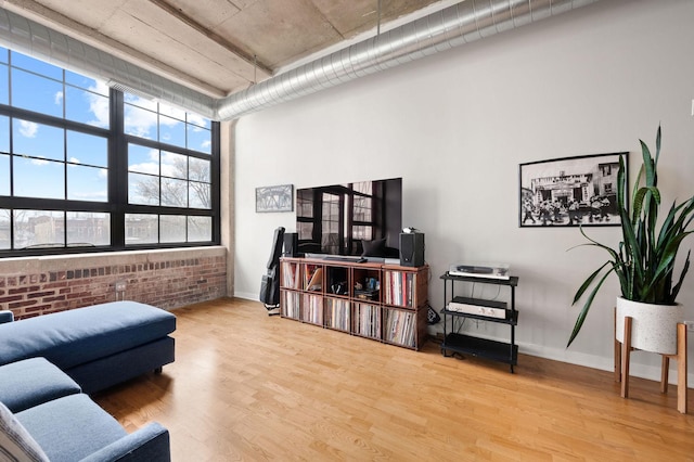 living room with hardwood / wood-style floors