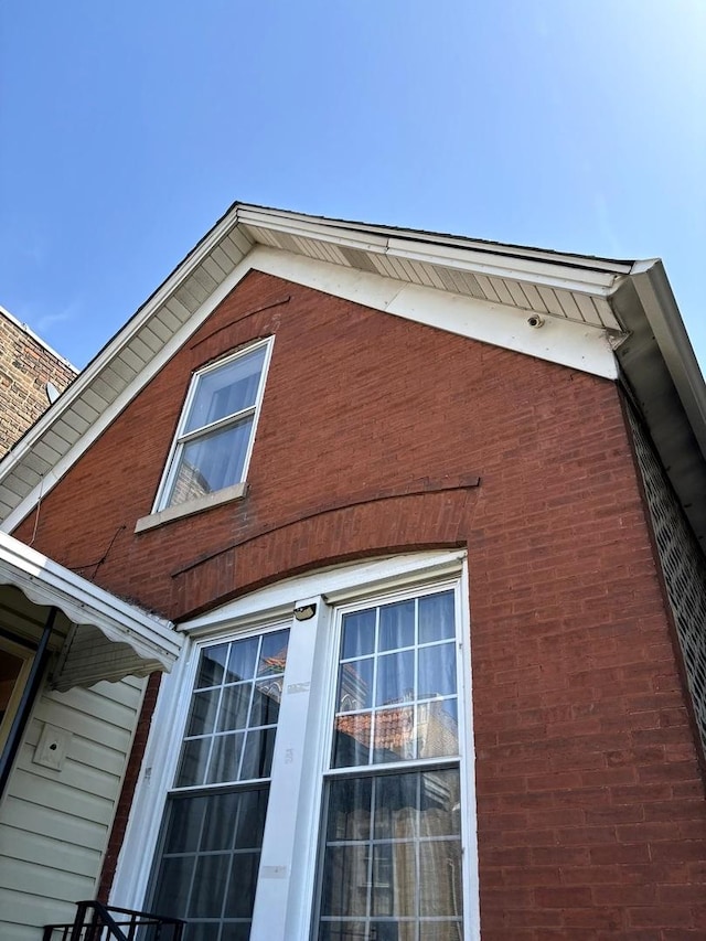 details featuring brick siding